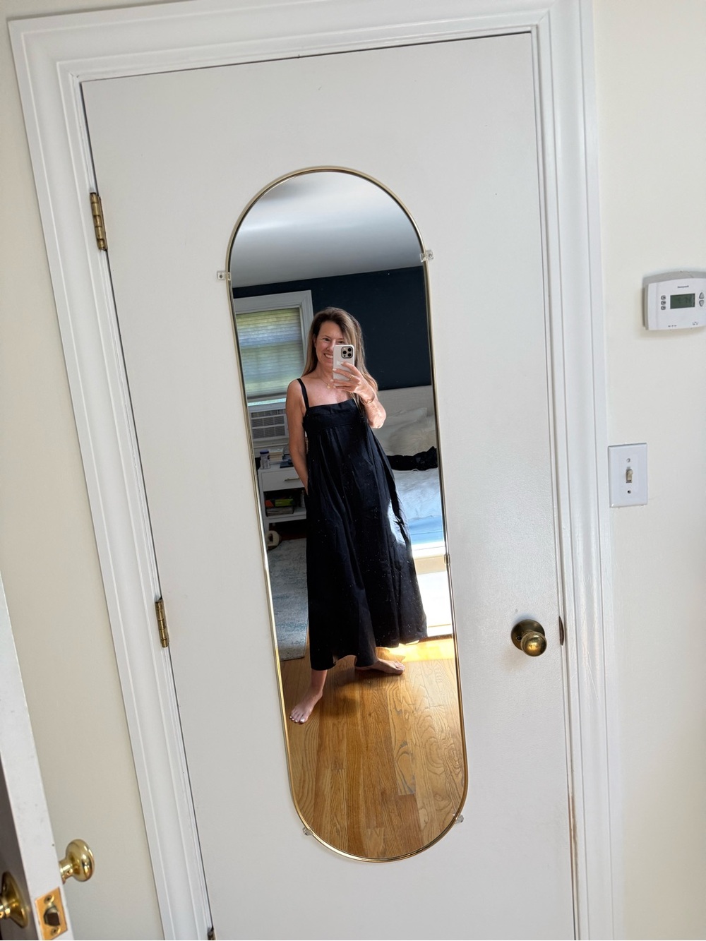 Zara Black Maxi Slip Dress with Thin Straps